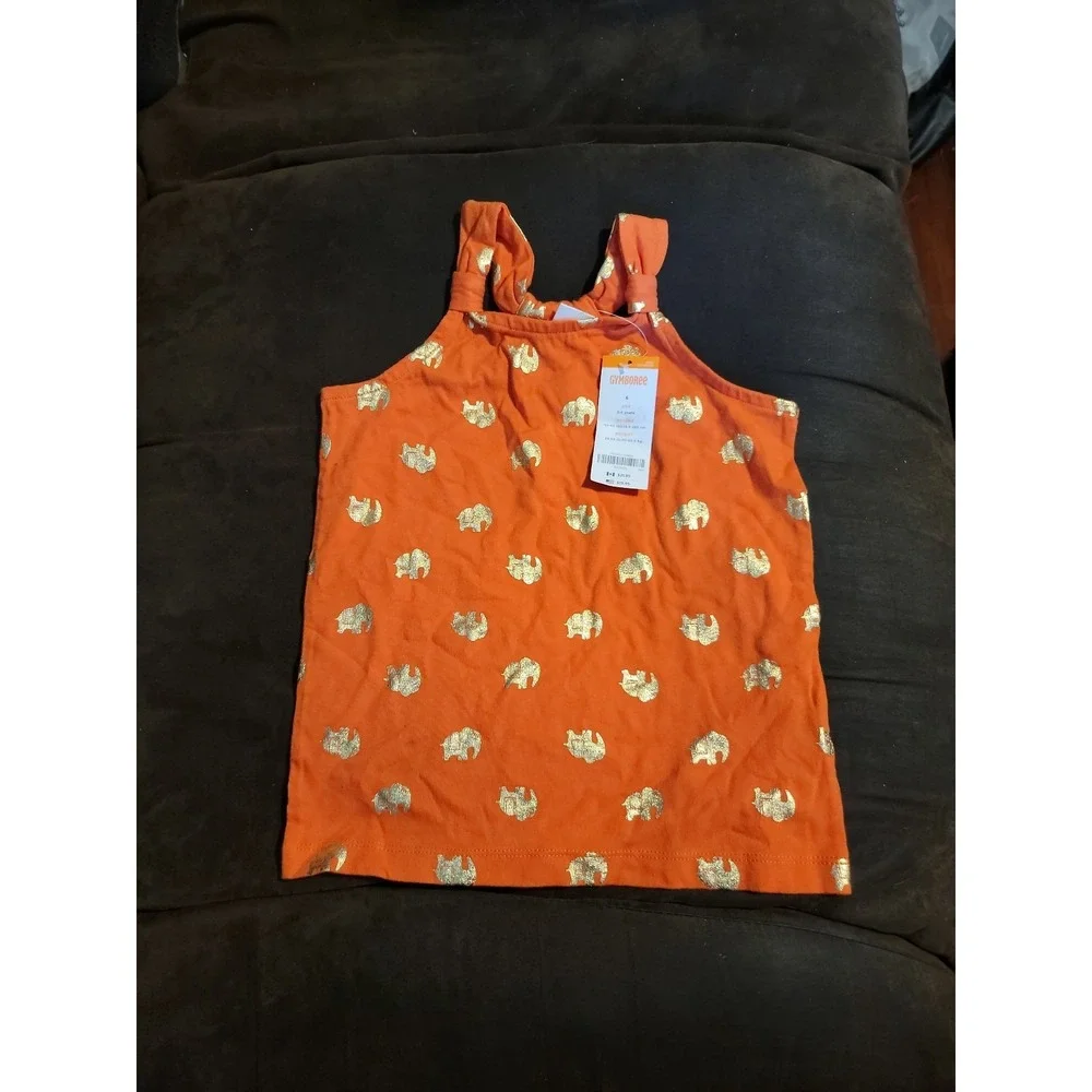 Gymboree spice market orange tank top elephants size 6‎ nwt